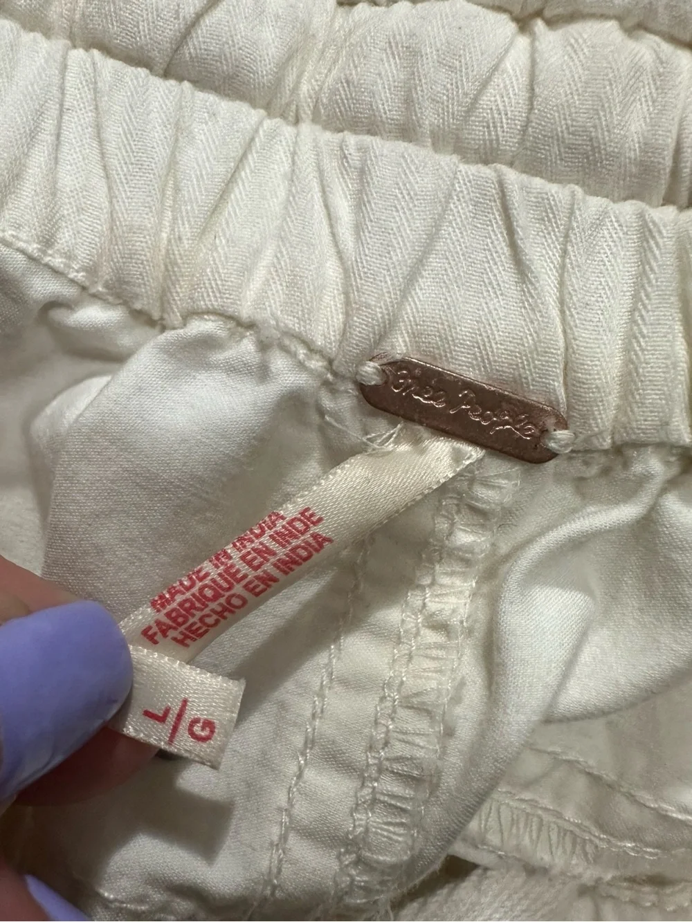 Free People We The Free L /LG Onset Pull-On Parachute Balloon Cargo Pants CREAM
